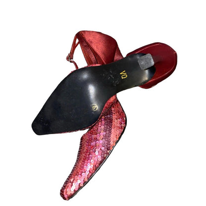 LINZI Sequin Court Shoes Red High Heels (UK 6.5)