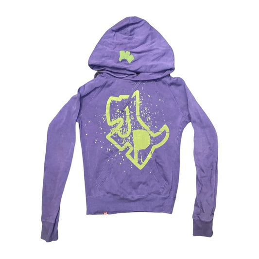 Joshua Perets: Hoodie Vintage Y2K Purple Dog Print Embroidery Cotton (XS)