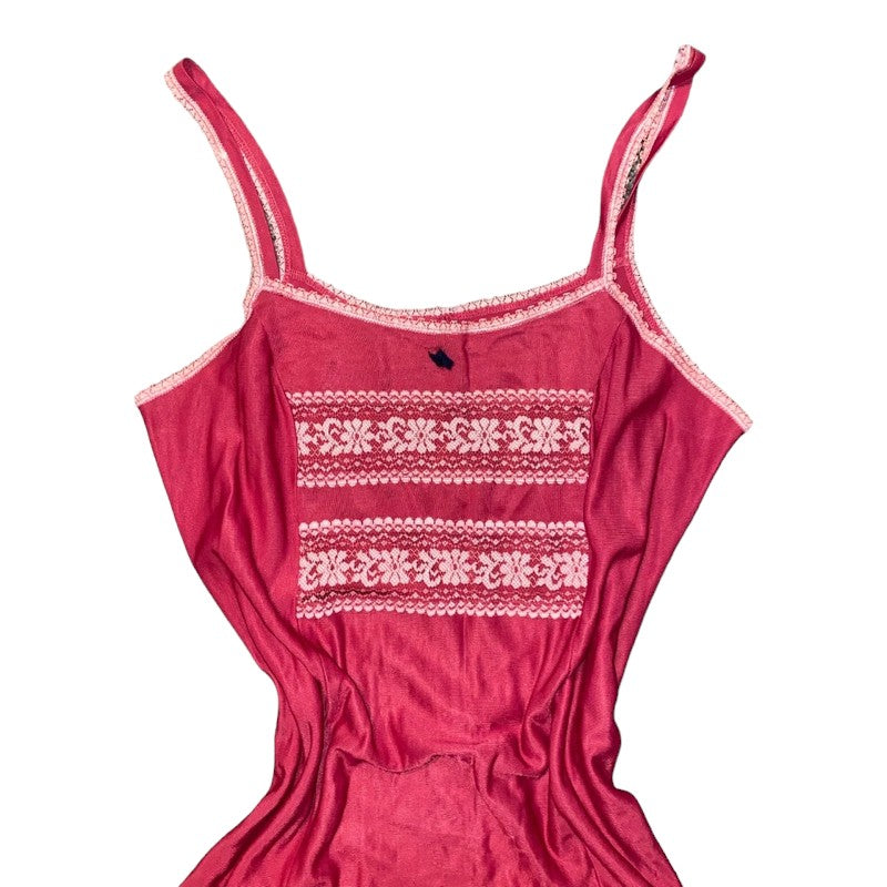 Y2K Vintage Nightwear Dress Pink Embroidery Size M