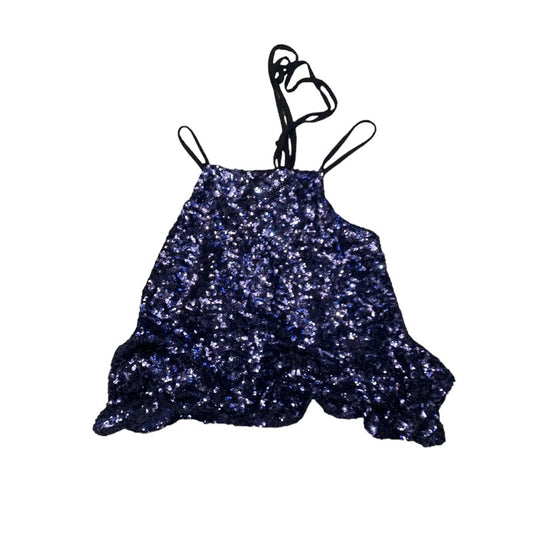 URBAN RENEWAL Navy Sequin Crop Top Flowy (S-M)