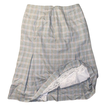 RIDELLA: Vintage Midi Skirt Grey Plaid Classy Business Casual (L)