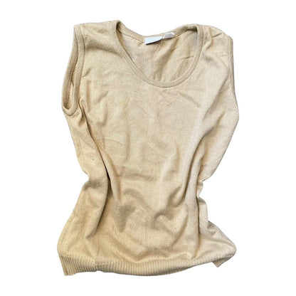 Vintage cotton modest beige vest top short sleeve shirt