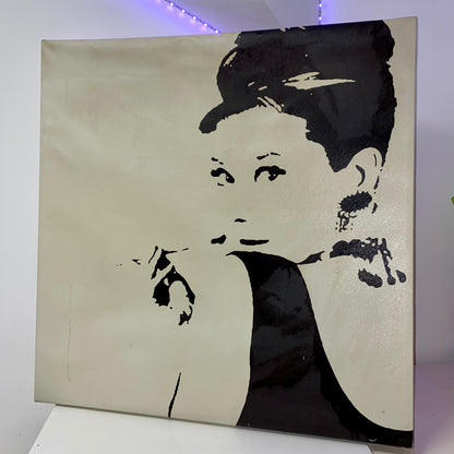 Audrey Hepburn Canvas Classy Wall Art Decoration & Solid Wood Frame 88x88x4,5cm