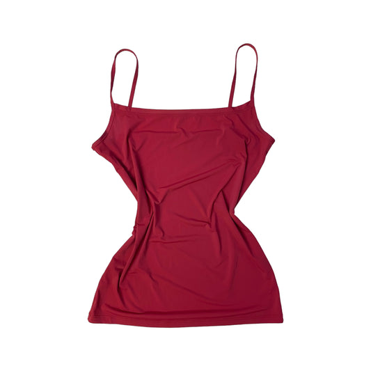 Vintage Y2K Wine Burgundy 'Cherry' Spaghetti Strap Cropped Cami Top (M)