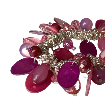 Vintage Bracelet Bohemian Pink Purple Beads Handcrafted