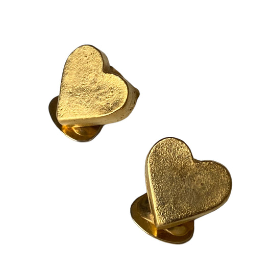 Vintage Earrings Golden Hearts Clips Costume Jewellery