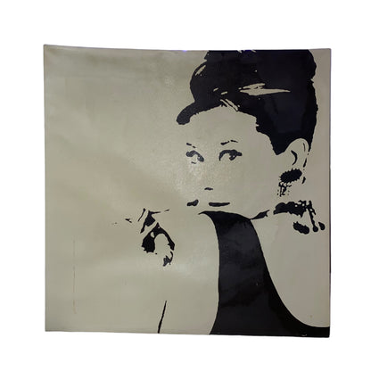 Audrey Hepburn Canvas Classy Wall Art Decoration & Solid Wood Frame 88x88x4,5cm