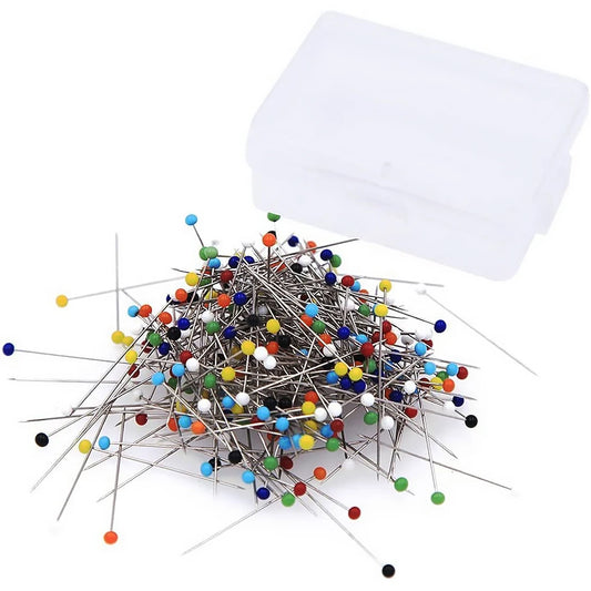 Needles DIY Round Pearl Head Pins Mixed Colors Straight Quilting Sewing Crafts + Box