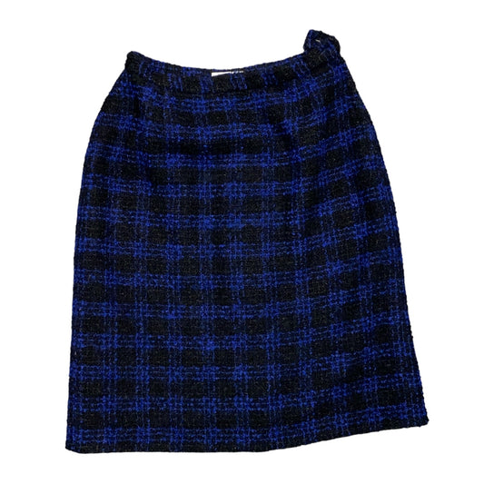 Pencil Skirt Checkered Vintage Bottom Wool A-Line (M)