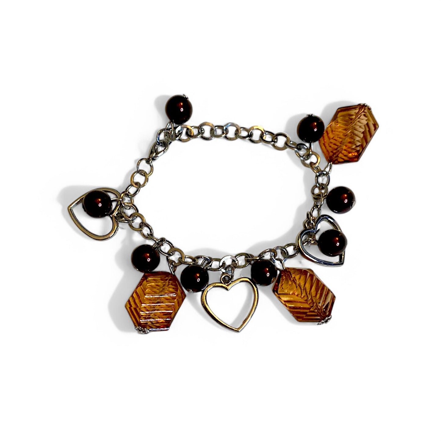 Bracelet Charms Hearts Beads 'Warm Autumn' Vintage Jewellery Women